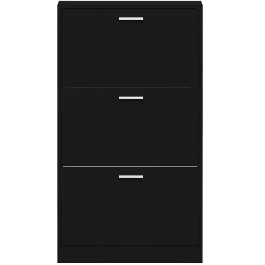 vidaXL Schuhschrank Schwarz 59x17x108 cm Holzwerkstoff