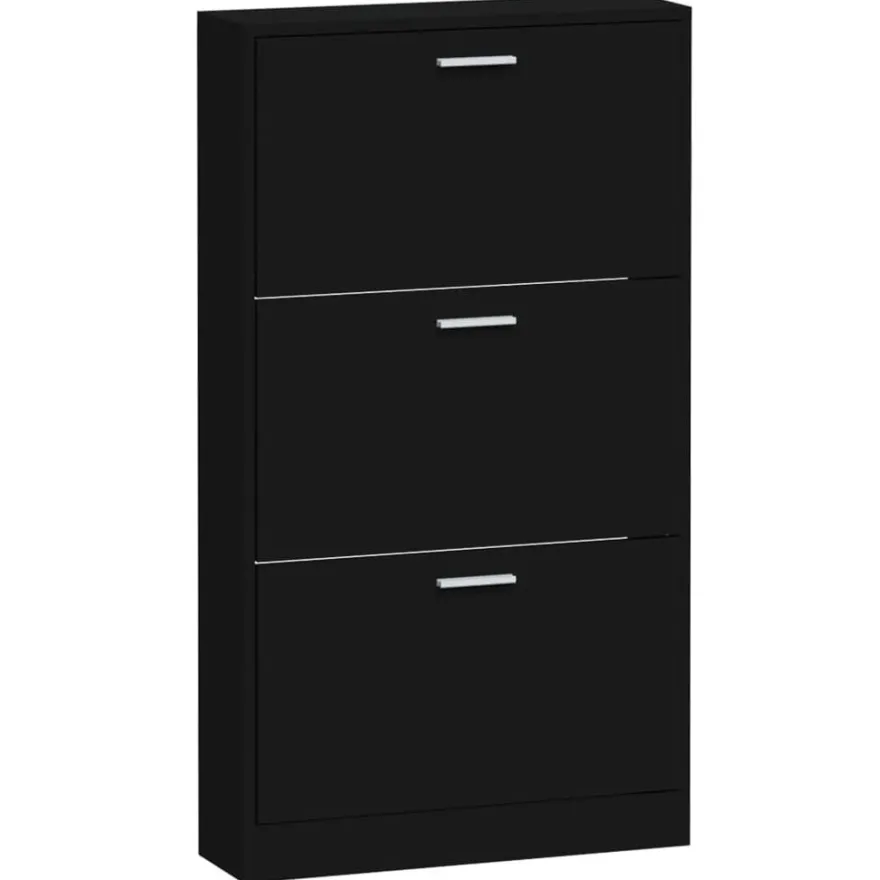 vidaXL Schuhschrank Schwarz 59x17x108 cm Holzwerkstoff