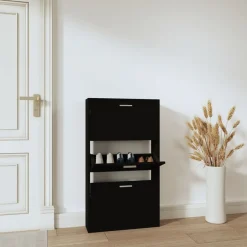 vidaXL Schuhschrank Schwarz 59x17x108 cm Holzwerkstoff