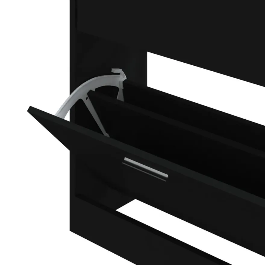 vidaXL Schuhschrank Schwarz 63x24x81 cm Holzwerkstoff