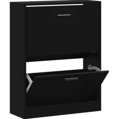 vidaXL Schuhschrank Schwarz 63x24x81 cm Holzwerkstoff