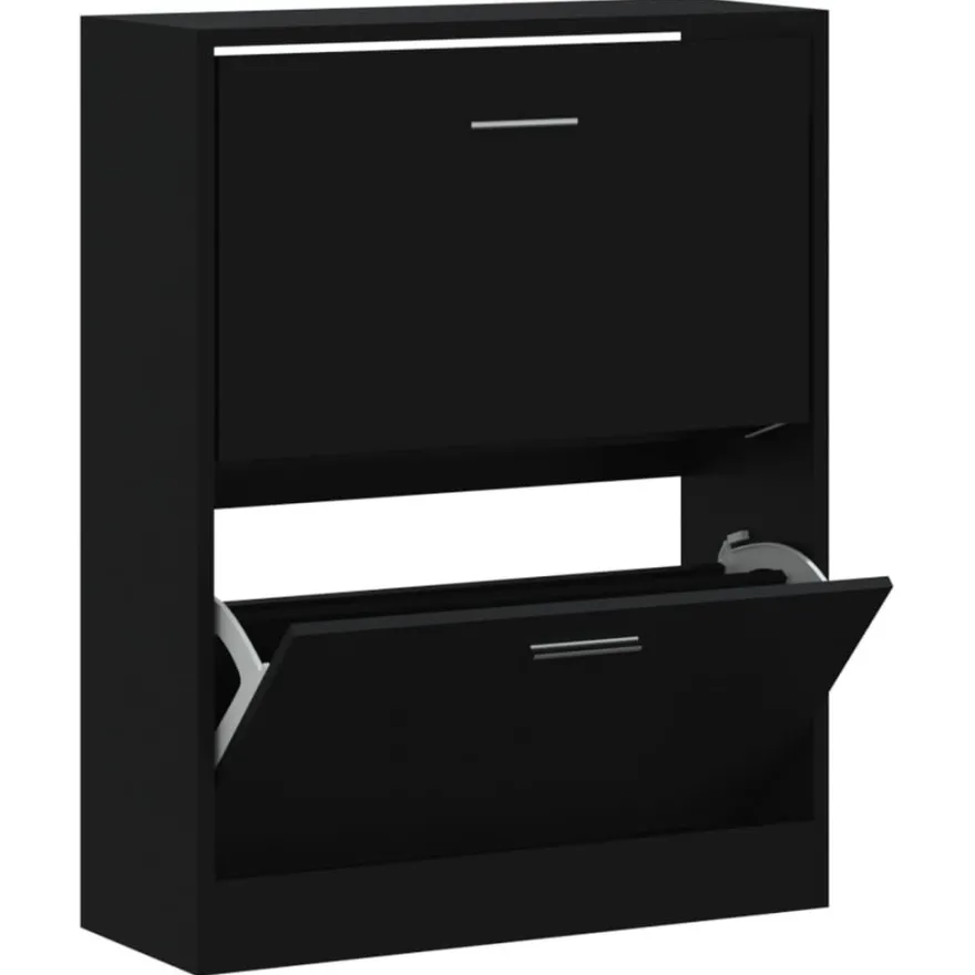 vidaXL Schuhschrank Schwarz 63x24x81 cm Holzwerkstoff