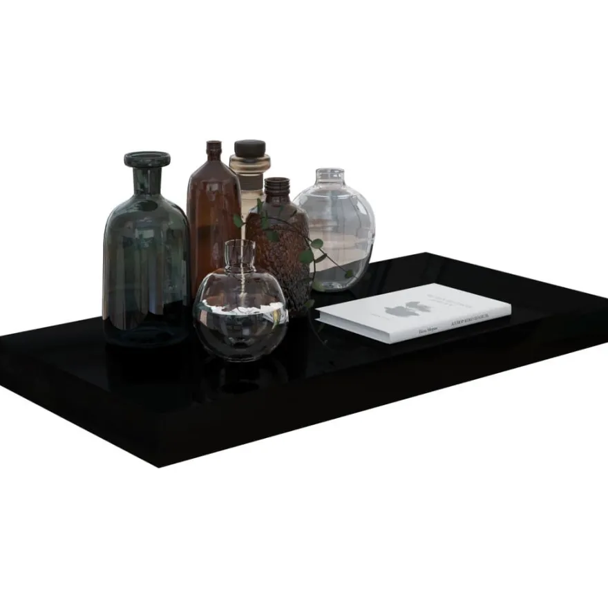 vidaXL Schweberegale 4 Stk. Hochglanz-Schwarz 50x23x3,8 cm MDF