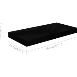 vidaXL Schweberegale 4 Stk. Hochglanz-Schwarz 50x23x3,8 cm MDF