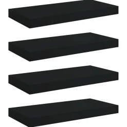 vidaXL Schweberegale 4 Stk. Schwarz 50x23x3,8 cm MDF