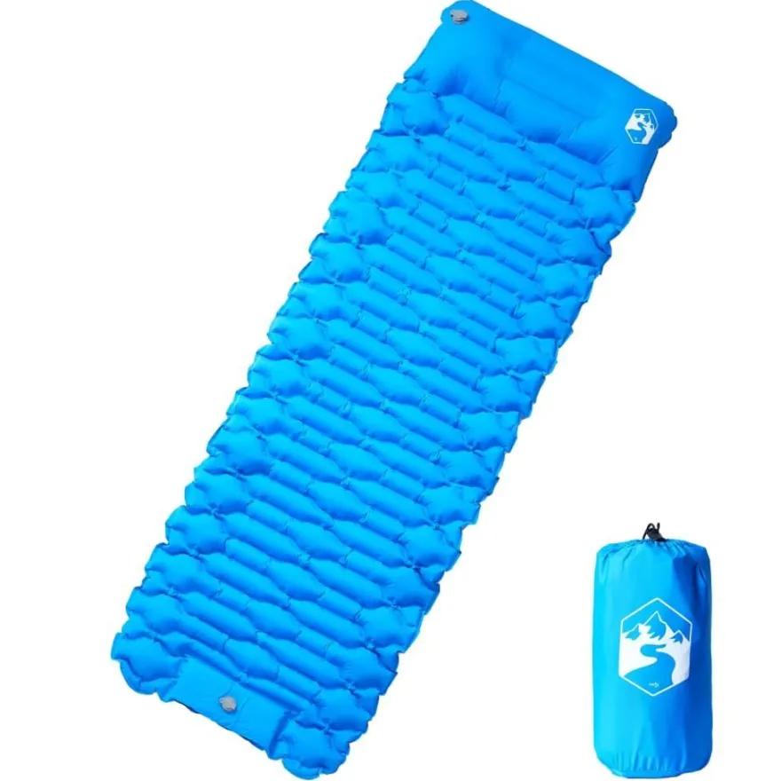 vidaXL Selbstaufblasende Isomatte mit Kissen Blau