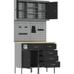 vidaXL Set von 4 Schwarz Stahl Mittel Höhenverstellbar