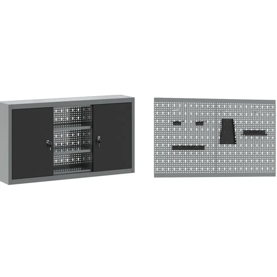 vidaXL Set von 4 Schwarz Stahl Mittel Höhenverstellbar