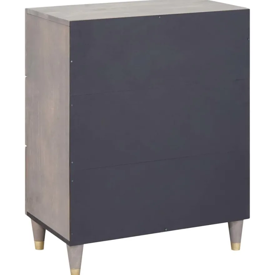 vidaXL Sideboard Grau und Gold 60 x 33 x 75 cm Massivholz Mango