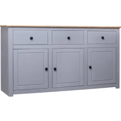 vidaXL Sideboard Grau 135x40x80 cm Kiefernholz Panama