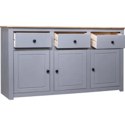 vidaXL Sideboard Grau 135x40x80 cm Kiefernholz Panama