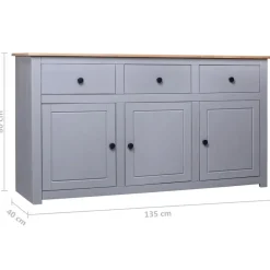 vidaXL Sideboard Grau 135x40x80 cm Kiefernholz Panama