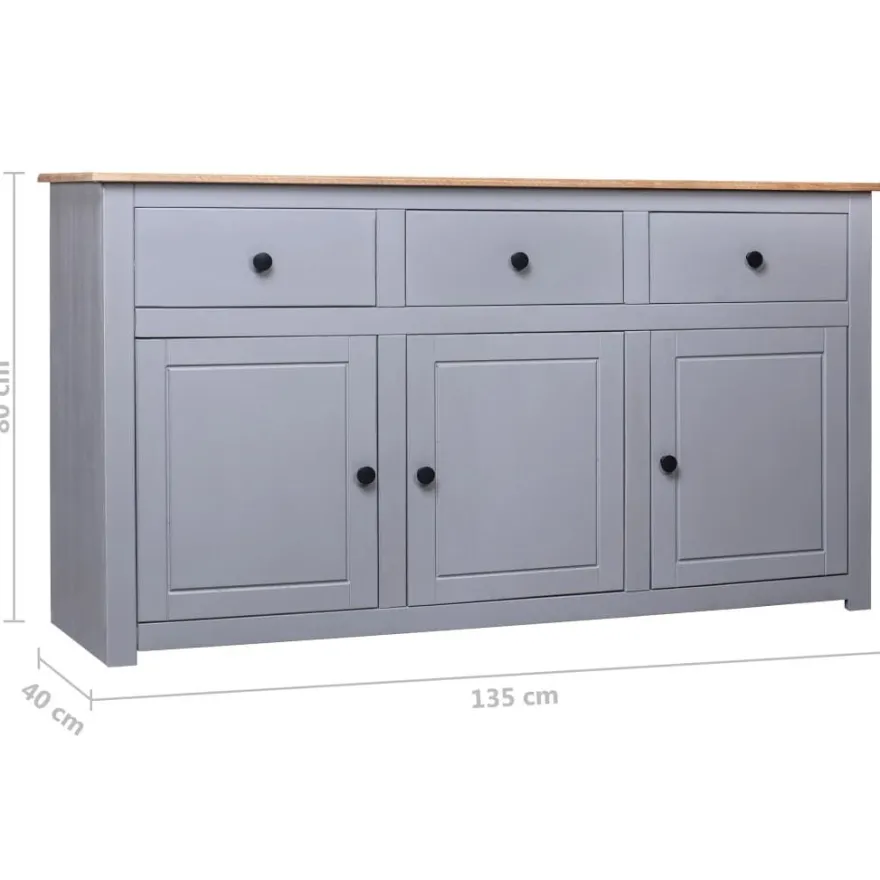 vidaXL Sideboard Grau 135x40x80 cm Kiefernholz Panama