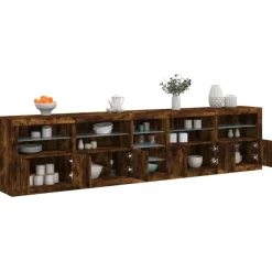vidaXL Sideboard mit LED-Leuchten Räuchereiche 283x37x67 cm