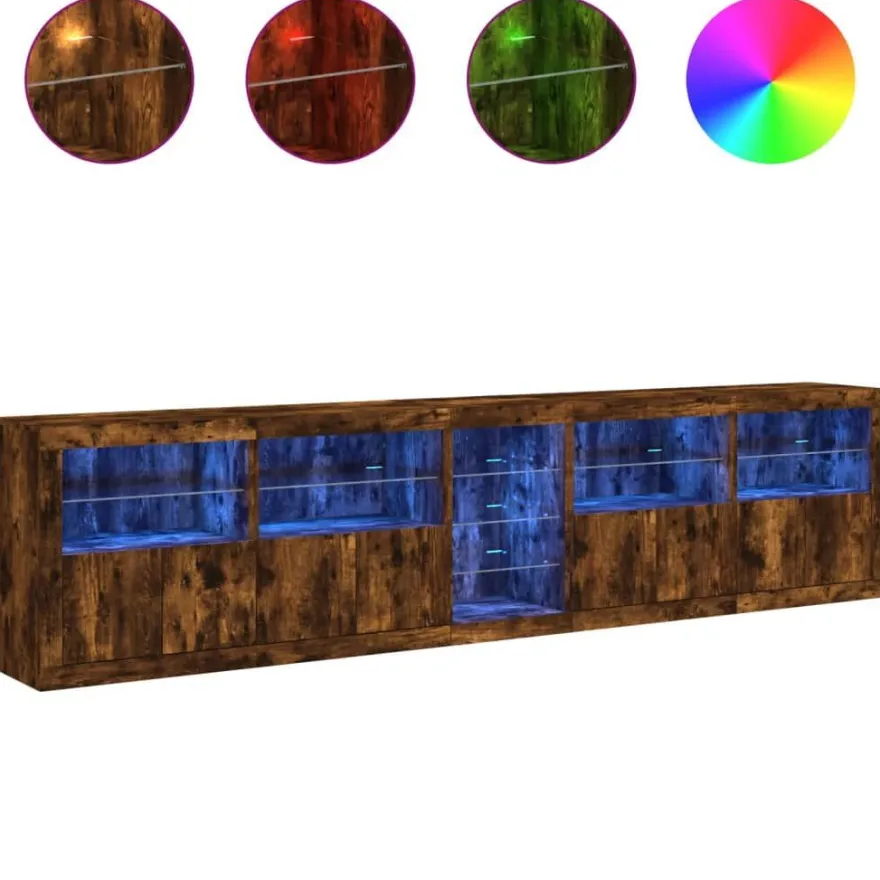 vidaXL Sideboard mit LED-Leuchten Räuchereiche 283x37x67 cm