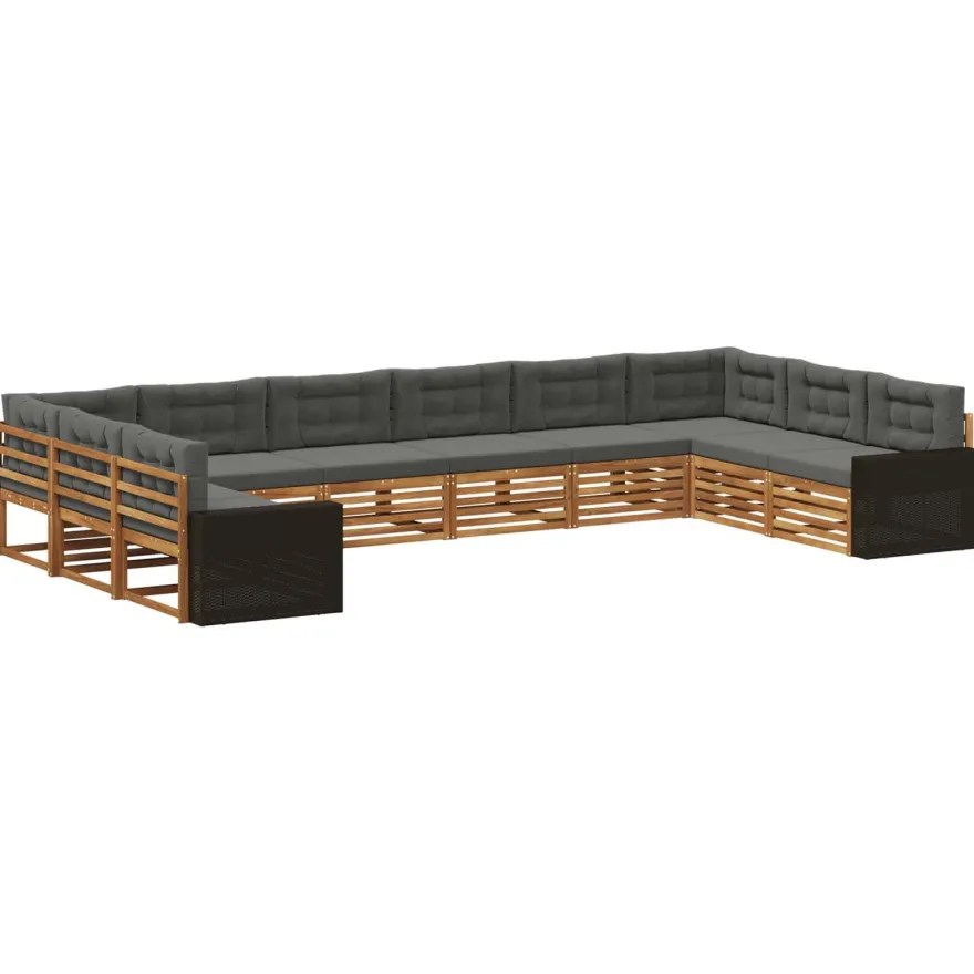vidaXL Sofagarnituren 10 stk. Natur und Anthrazit Massivholz Akazie