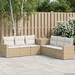 vidaXL Sofa Set 7 pcs Beige und Cremeweiß Polyrattan und Stahl