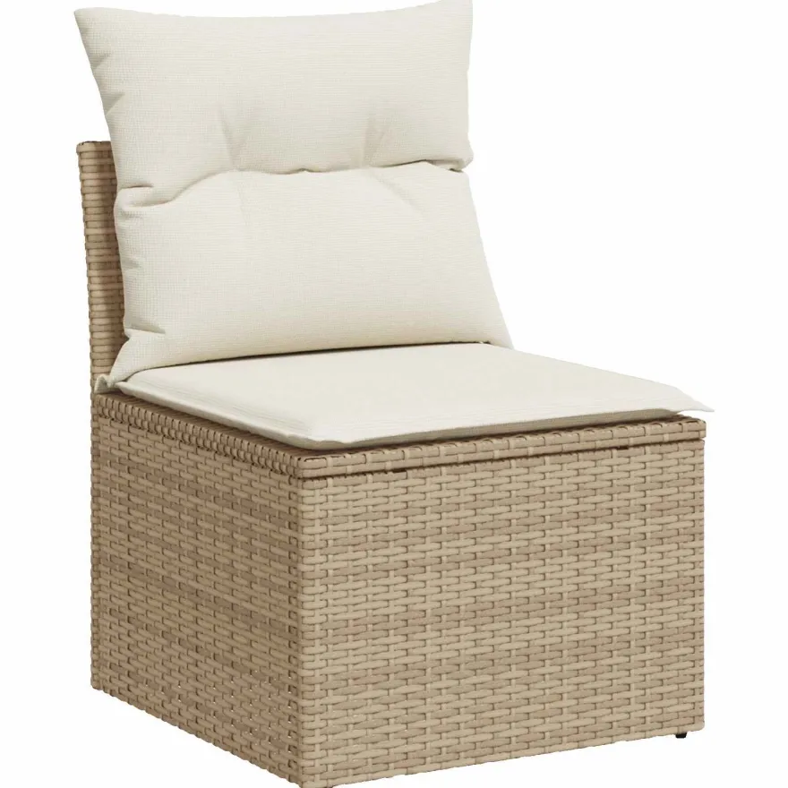 vidaXL Sofa Set 7 pcs Beige und Cremeweiß Polyrattan und Stahl