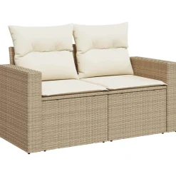 vidaXL Sofa Set 7 pcs Beige und Cremeweiß Polyrattan und Stahl