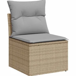 vidaXL Sofa Set 7 pcs Beige und Hellgrau Polyrattan und Stahl