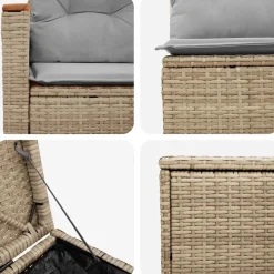 vidaXL Sofa Set 7 pcs Beige und Hellgrau Polyrattan und Stahl