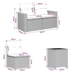 vidaXL Sofa Set 7 pcs Grau und Marineblau Polyrattan und Stahl