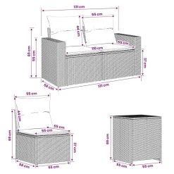 vidaXL Sofa Set 7 pcs Schwarz Polyrattan und Stahl