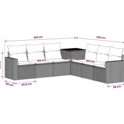 vidaXL Sofa Set 7 pcs Schwarz Polyrattan und Stahl