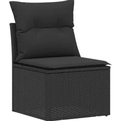 vidaXL Sofa Set 7 pcs Schwarz Polyrattan und Stahl