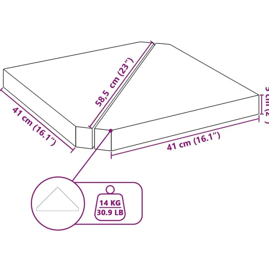 vidaXL Sonnenschirm-Gewichtsplatten 2 Stk. Grau Granit Dreieckig 14 kg