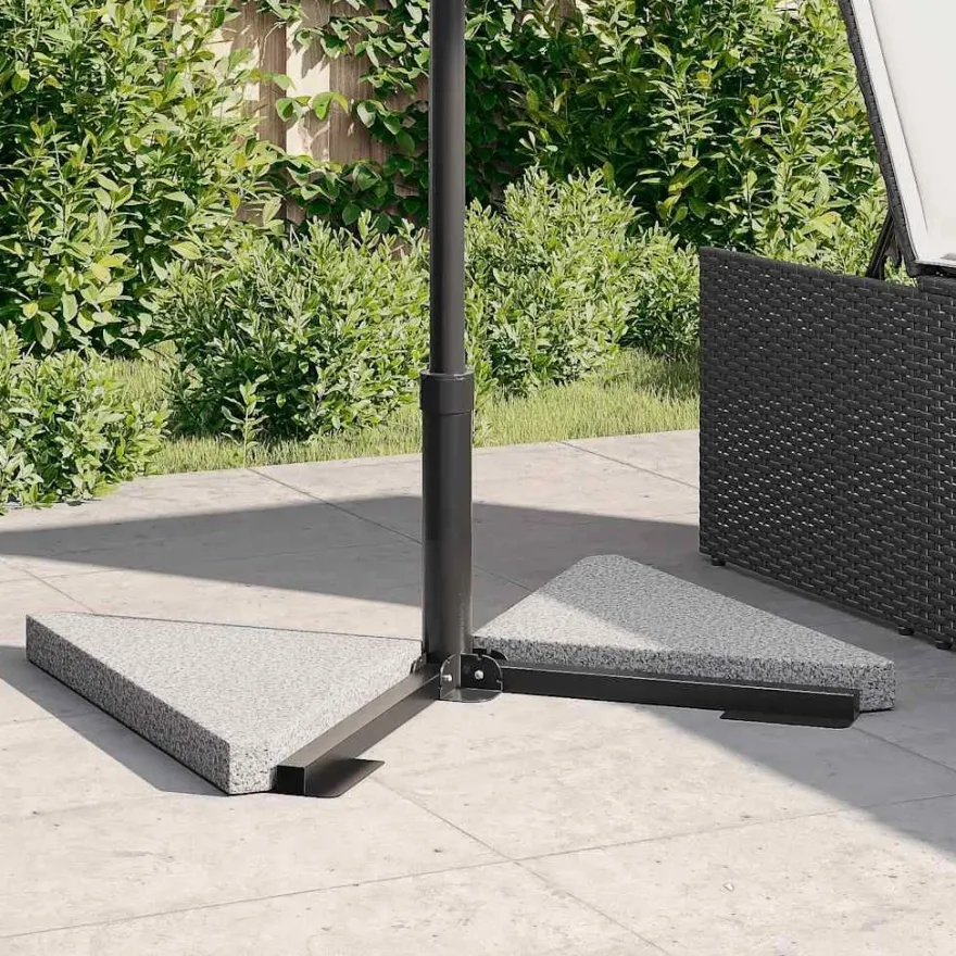 vidaXL Sonnenschirm-Gewichtsplatten 2 Stk. Grau Granit Dreieckig 14 kg