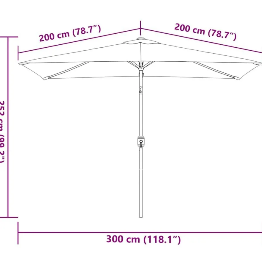 vidaXL Sonnenschirm mit Metall-Mast 300x200 cm Anthrazit
