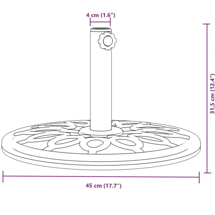 vidaXL Sonnenschirmständer für Ø38/48 mm Mast 12 kg Rund