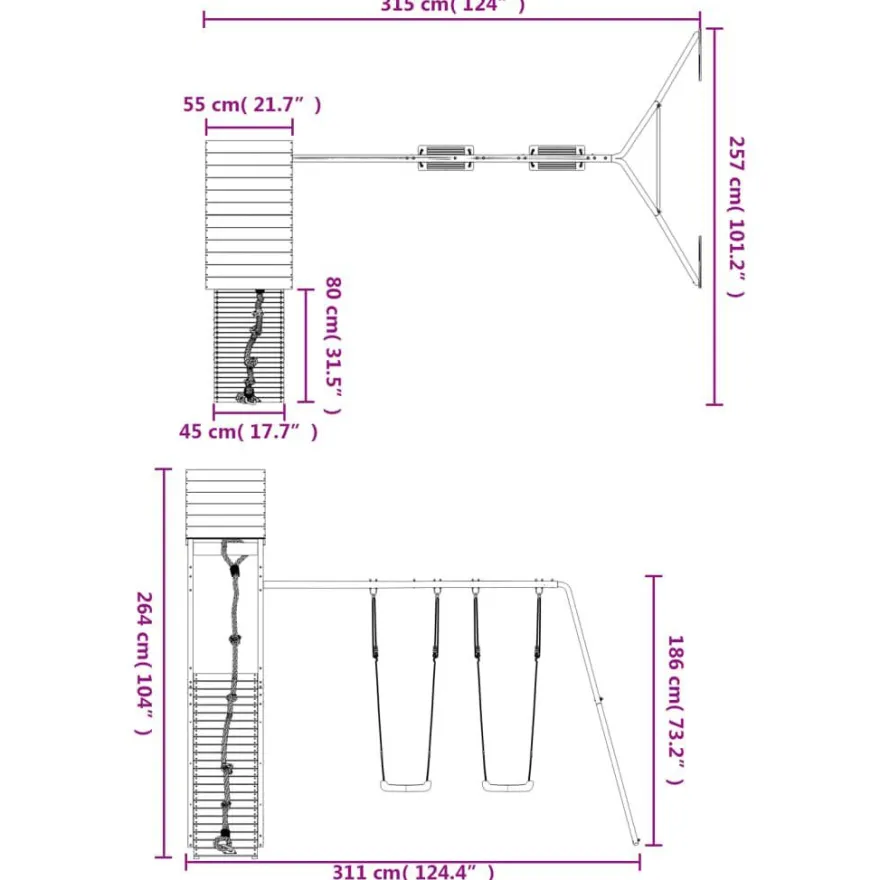 vidaXL Spielturm Imprägniertes Kiefernholz