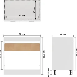 vidaXL Spülenunterschrank Lyon Weiß 80x46x81,5 cm Holzwerkstoff