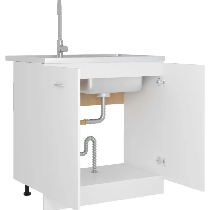 vidaXL Spülenunterschrank Lyon Weiß 80x46x81,5 cm Holzwerkstoff