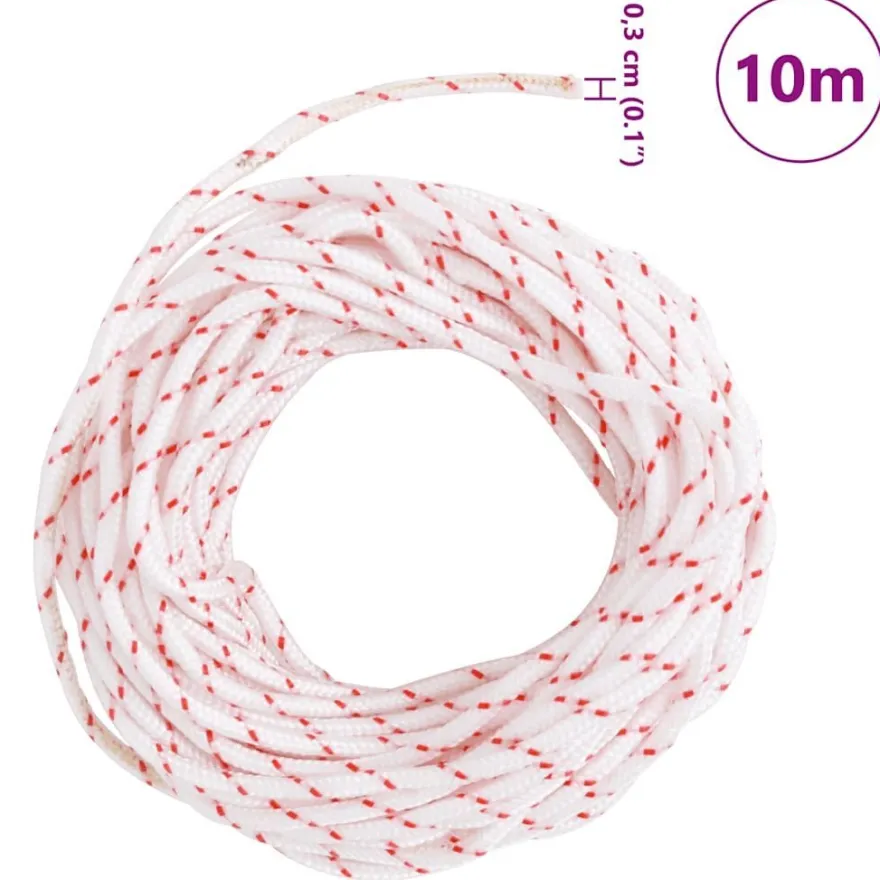 vidaXL Starterseil Weiß und Rot Ø3 mm 10 m Nylon