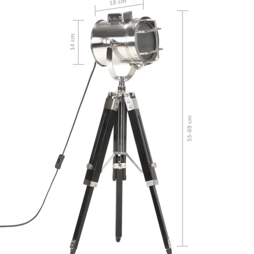 vidaXL Stativlampe Schwarz Mango Massivholz 69 cm