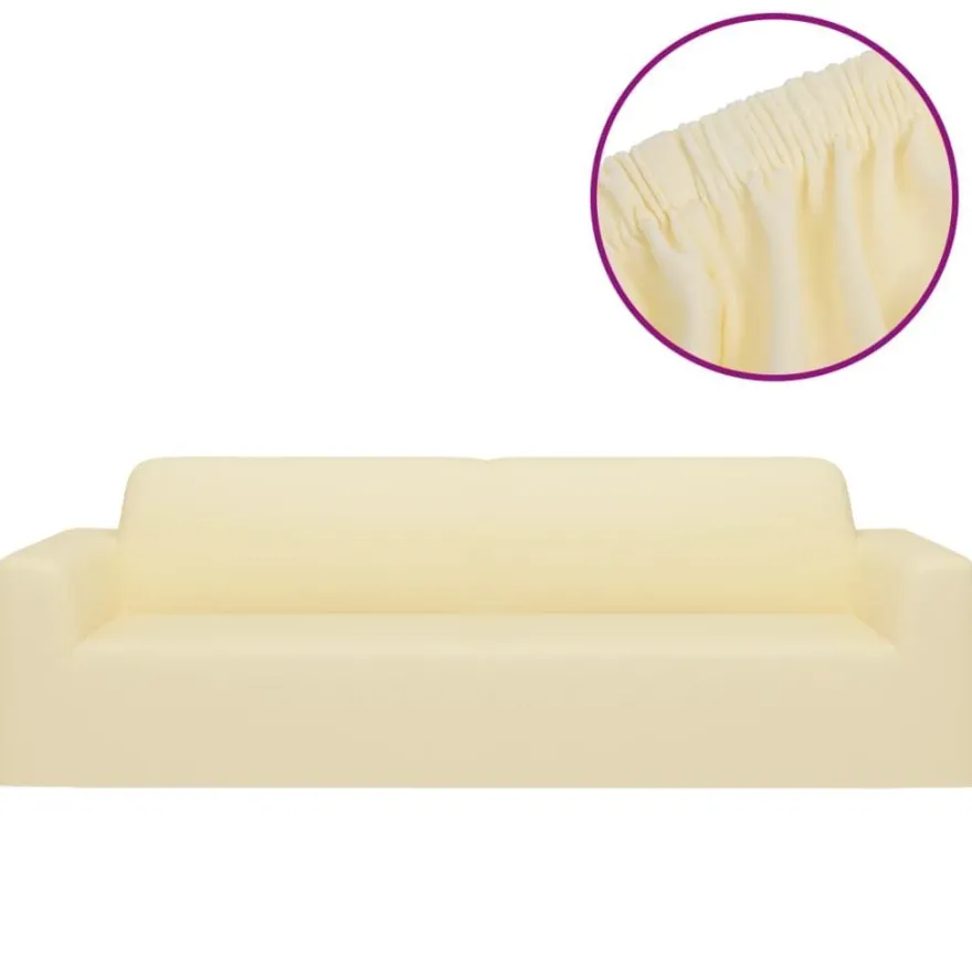 vidaXL Stretch Sofahusse 3-Sitzer Creme Polyester-Jersey