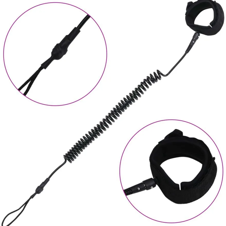 vidaXL SUP-Sicherheitsleine Schwarz 10 Zoll/25,4 cm