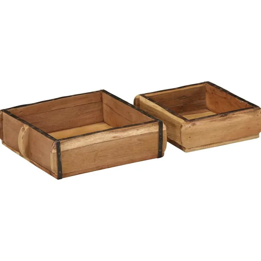 vidaXL Tablett 2 pcs Braun 29 x 31 x 10 cm Massives upgecyceltes Holz