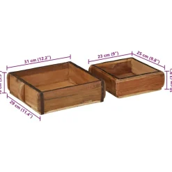vidaXL Tablett 2 pcs Braun 29 x 31 x 10 cm Massives upgecyceltes Holz