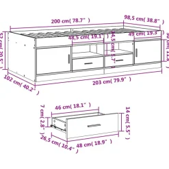 vidaXL Tagesbett mit Schubladen ohne Matratze Weiß 100x200 cm