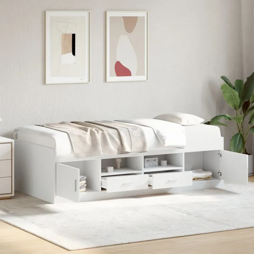 vidaXL Tagesbett mit Schubladen ohne Matratze Weiß 100x200 cm
