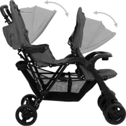 vidaXL Tandem-Zwillingskinderwagen Dunkelgrau Stahl
