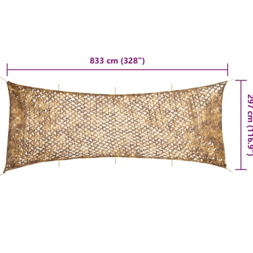 vidaXL Tarnnetz mit Aufbewahrungstasche 833x297 cm Sandfarbe