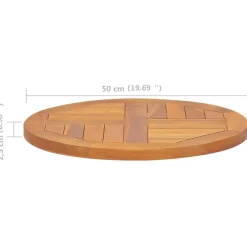 vidaXL Tischplatte Massivholz Teak Rund 2,5 cm 50 cm