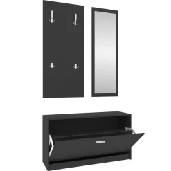 vidaXL 3-tlg. Flurmöbel-Set Schwarz Holzwerkstoff