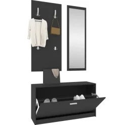 vidaXL 3-tlg. Flurmöbel-Set Schwarz Holzwerkstoff