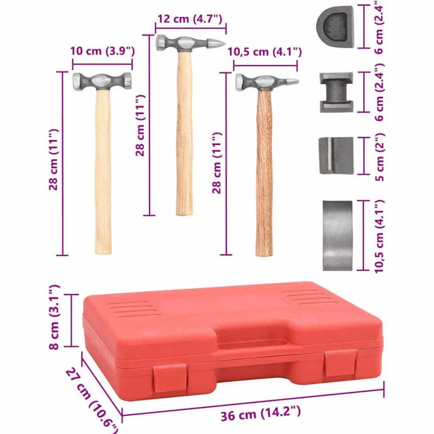 vidaXL 7-tlg. Karosserie-Ausbeulset Ausbeulhammer Dellen-Reparatur-Set